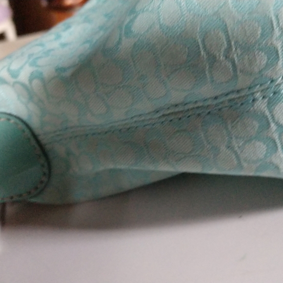 NWT@$128 PRICE REDUCED HB COACH SIGNATURE Aqua MiniBag w LEATHERstrap - Picture 9 of 11